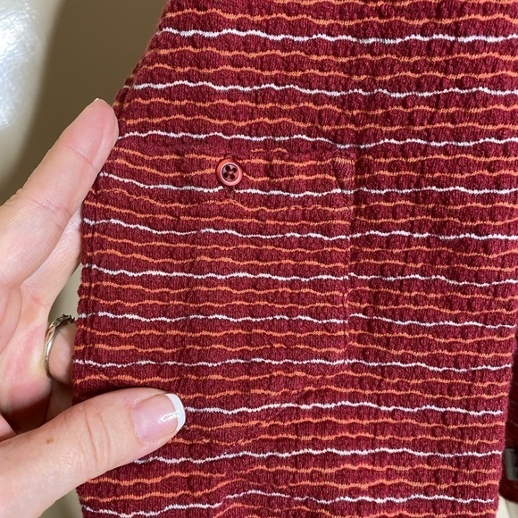 Woolrich Knit Henley Three Button Red Striped PM - Picture 10 of 10